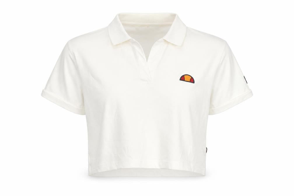 Ellesse Women's White Cropped Polo Shirt Size 10