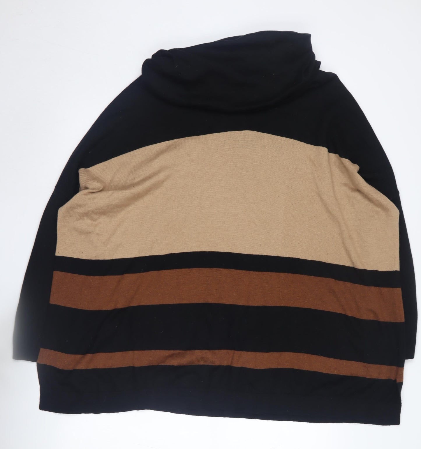 Wallis Women's Black Striped Pullover Jumper Size L