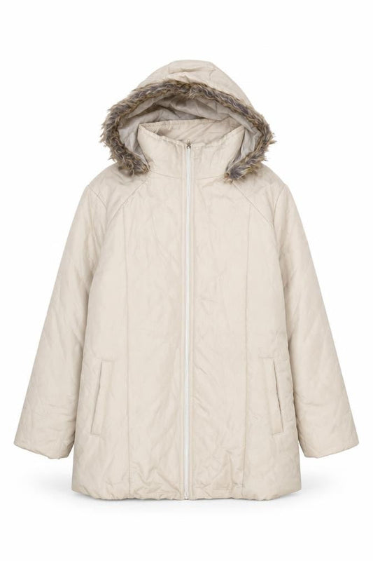 Front view of Anne De LanCay Women's Beige Puffer Jacket - M