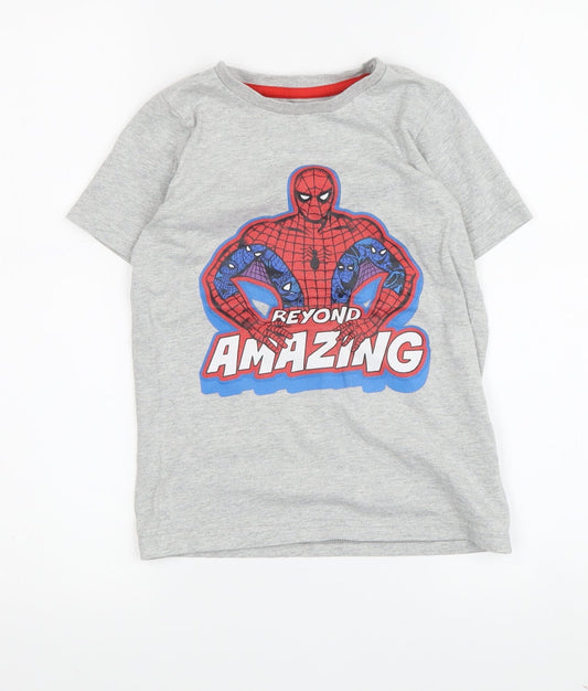 Marks and Spencer Boys Grey Spider-Man T-Shirt, 6-7 Years, Superhero Fun