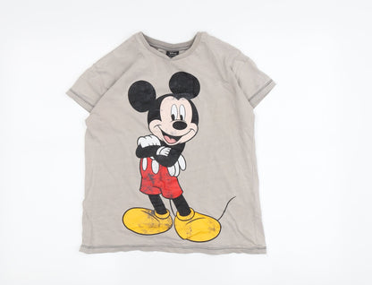 Front view of Disney girls’ grey mickey mouse t-shirt - 7-8 years cartoon