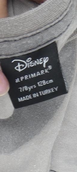 Close-up detail of Disney girls’ grey mickey mouse t-shirt - 7-8 years cartoon