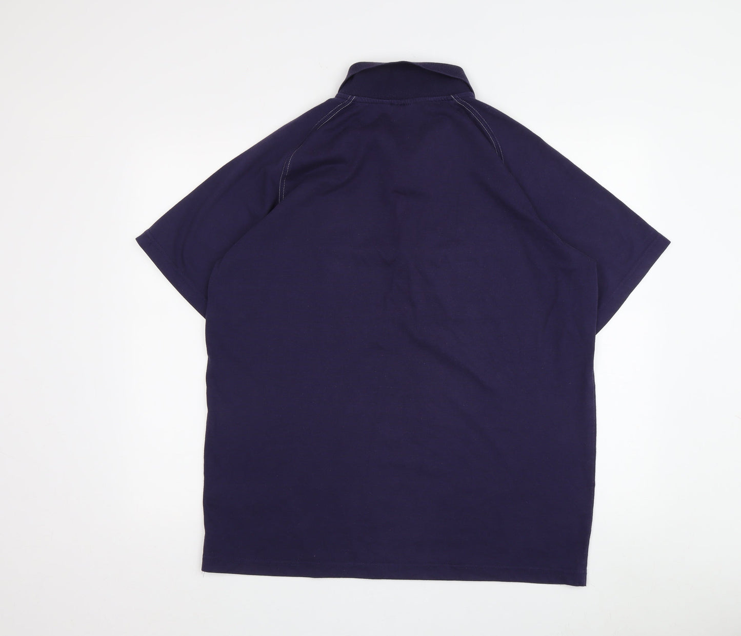City Men's Blue Polo Shirt L Solid Sporty