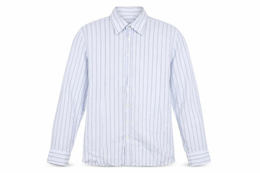 Marks & Spencer Men's Blue Striped Dress Shirt L