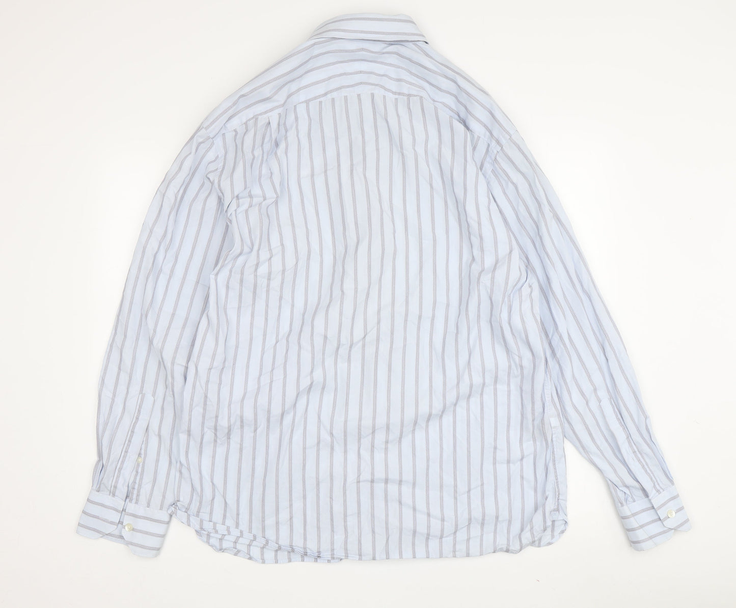 Marks and Spencer Men's Blue Striped Dress Shirt L