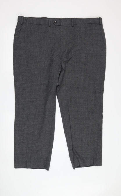 Marks & Spencer Men's Grey Regular Fit Trousers, Size 44