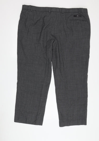 Marks & Spencer Men's Grey Regular Fit Trousers, Size 44