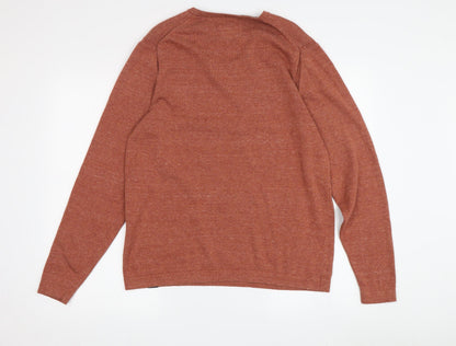 Back view of Original Vintage Men's Red M Pullover V-Neck Jumper