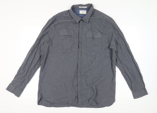 Racing Green Men's Blue 2XL Long Sleeve Button-Up Shirt