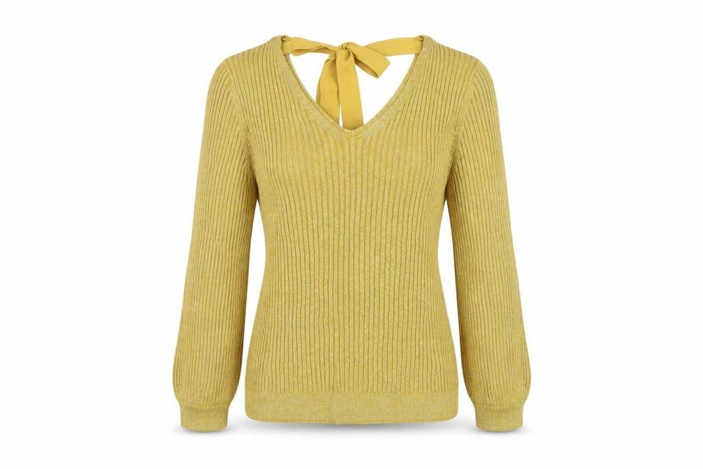 Marks & Spencer Yellow V-Neck Pullover Jumper Women Size 14