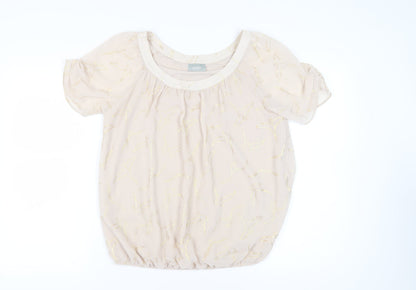 Wallis Women's Beige Blouse, Size 14, Short Sleeve, Chiffon