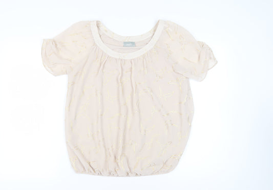 Wallis Women's Beige Blouse, Size 14, Short Sleeve, Chiffon