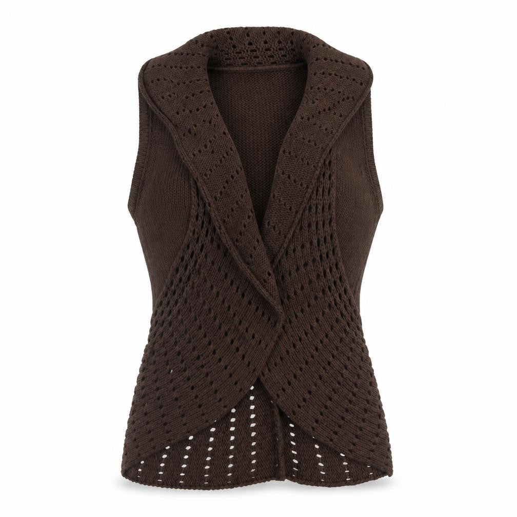 Per Una Women's Brown Open-Knit Vest Jumper M