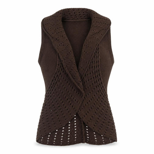 Per Una Women's Brown Open-Knit Vest Jumper M