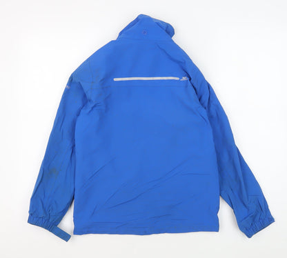Back view of Trespass boys’ blue softshell jacket 9-10 years waterproof
