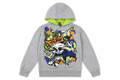 Front view of Urban Outlaws boys’ grey graphic print hoodie 11-12 years