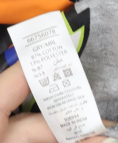 Close-up detail of Urban Outlaws boys’ grey graphic print hoodie 11-12 years