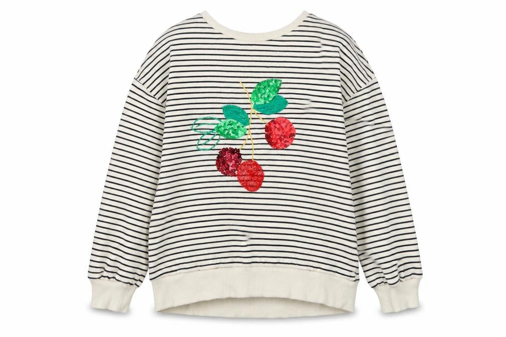 Next Girls Striped Cherry Sweatshirt, Multicoloured, 10Y