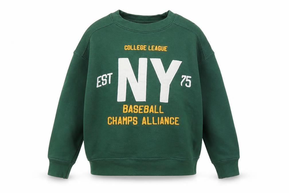 Zara Boys Green Crew Neck Pullover Sweatshirt Size 6-7