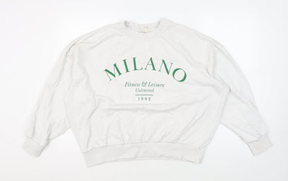 H&M Womens White Pullover Sweatshirt M