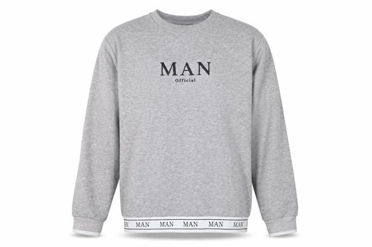 boohooMAN Men's Grey Pullover Sweatshirt, Size L, Logo Detail
