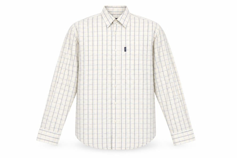 Rockport Men's Beige Check Long Sleeve Button-Up Shirt