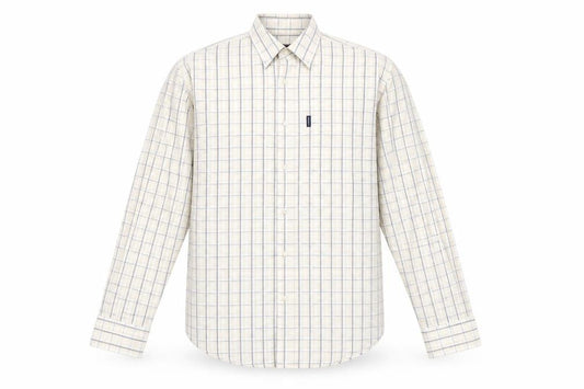 Rockport Men's Beige Check Long Sleeve Button-Up Shirt