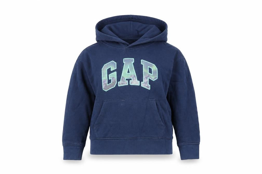 GAP Girls Blue Pullover Hoodie, Logo, Size S, Fleece