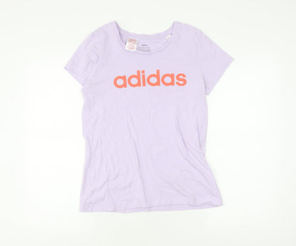 Additional front view of Adidas girls’ purple t-shirt with logo, size 14 plus, cotton