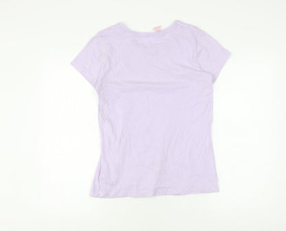 Back view of Adidas girls’ purple t-shirt with logo, size 14 plus, cotton