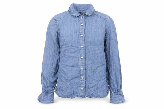 Marks and Spencer Women's Blue Button-Up Shirt, Size 8