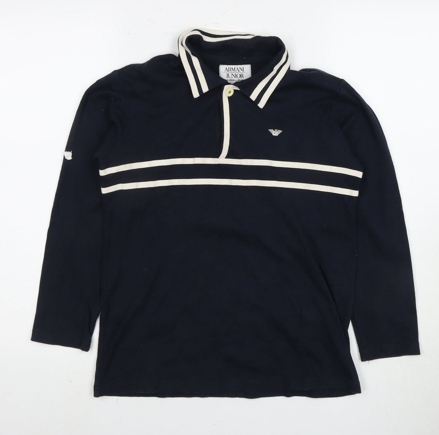 Armani Junior Boys Blue Polo Long Sleeve Top Size 6-7 Years
