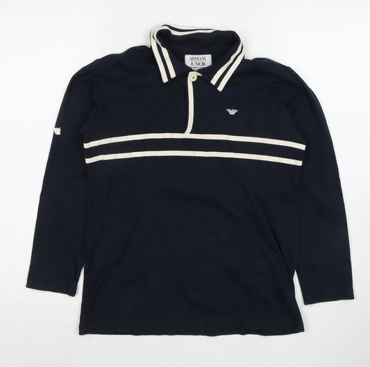 Armani Junior Boys Blue Polo Long Sleeve Top Size 6-7 Years