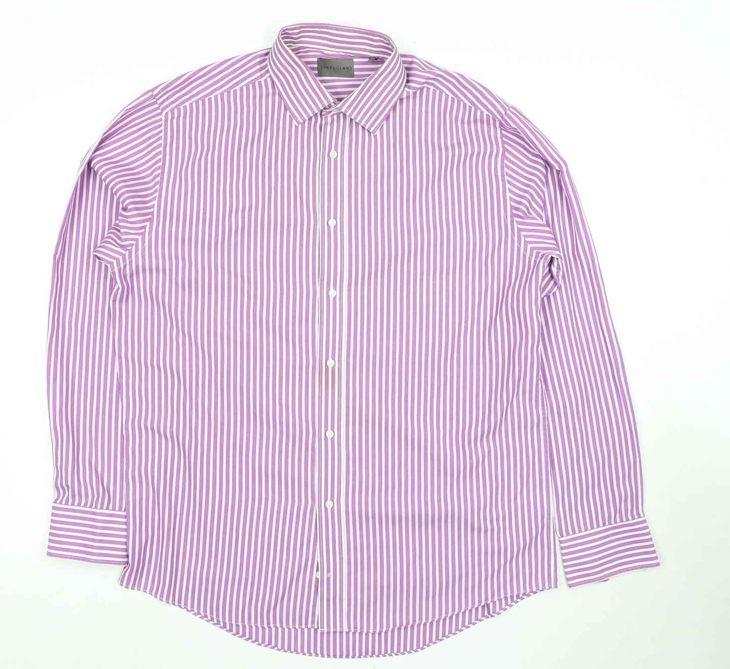 Dehavilland Men's Purple Striped Dress Shirt Size 16