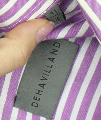 Dehavilland Men's Purple Striped Dress Shirt Size 16