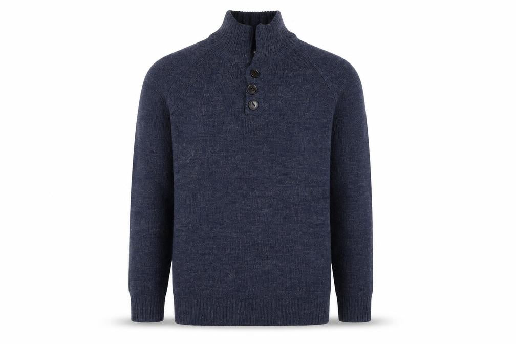 Industrialize Men's Blue Henley Knit Jumper, Size L