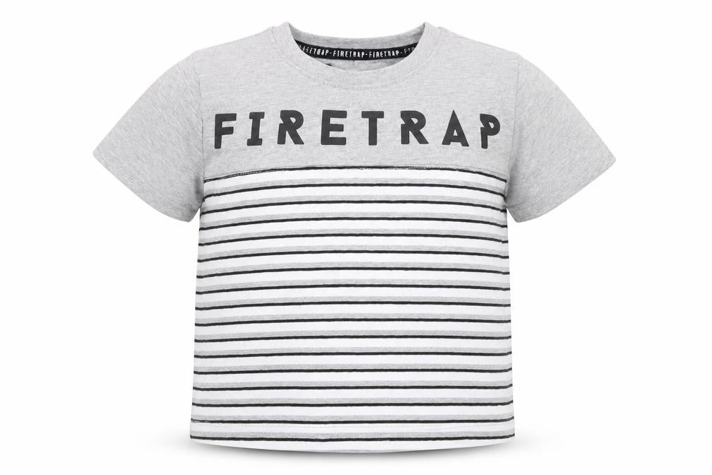 Firetrap Unisex Grey Striped T-Shirt 12-18 Months