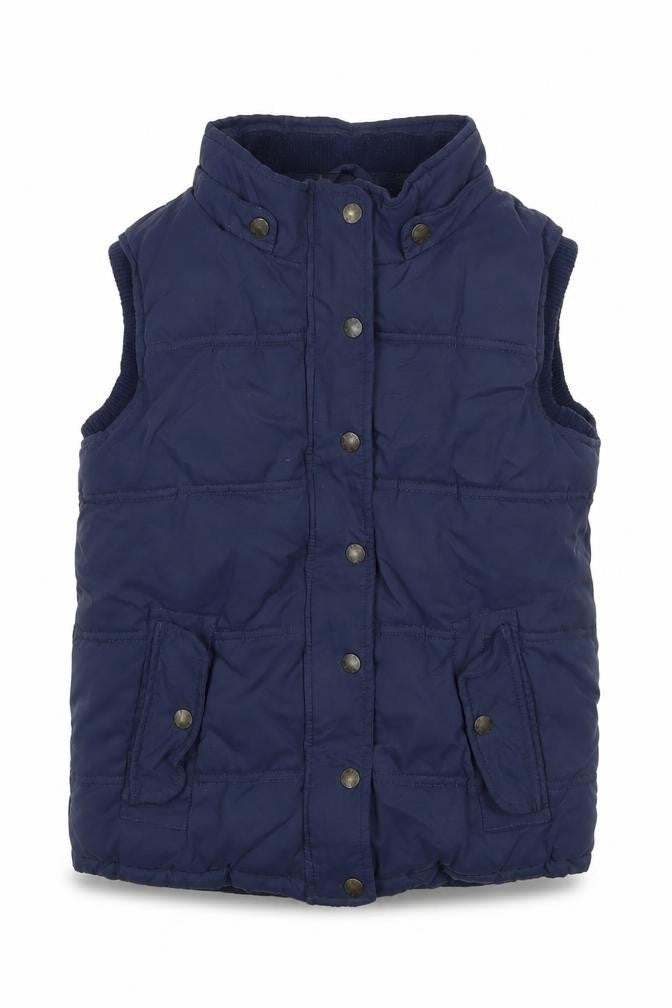 Front view of FatFace girls’ blue puffer jacket, 11-12 years, autumn/winter
