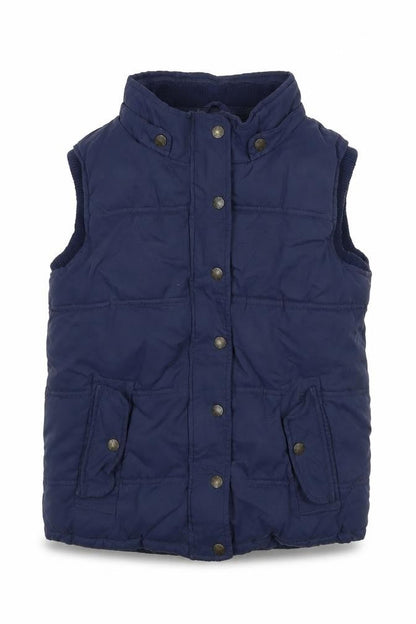 Front view of FatFace girls’ blue puffer jacket, 11-12 years, autumn/winter