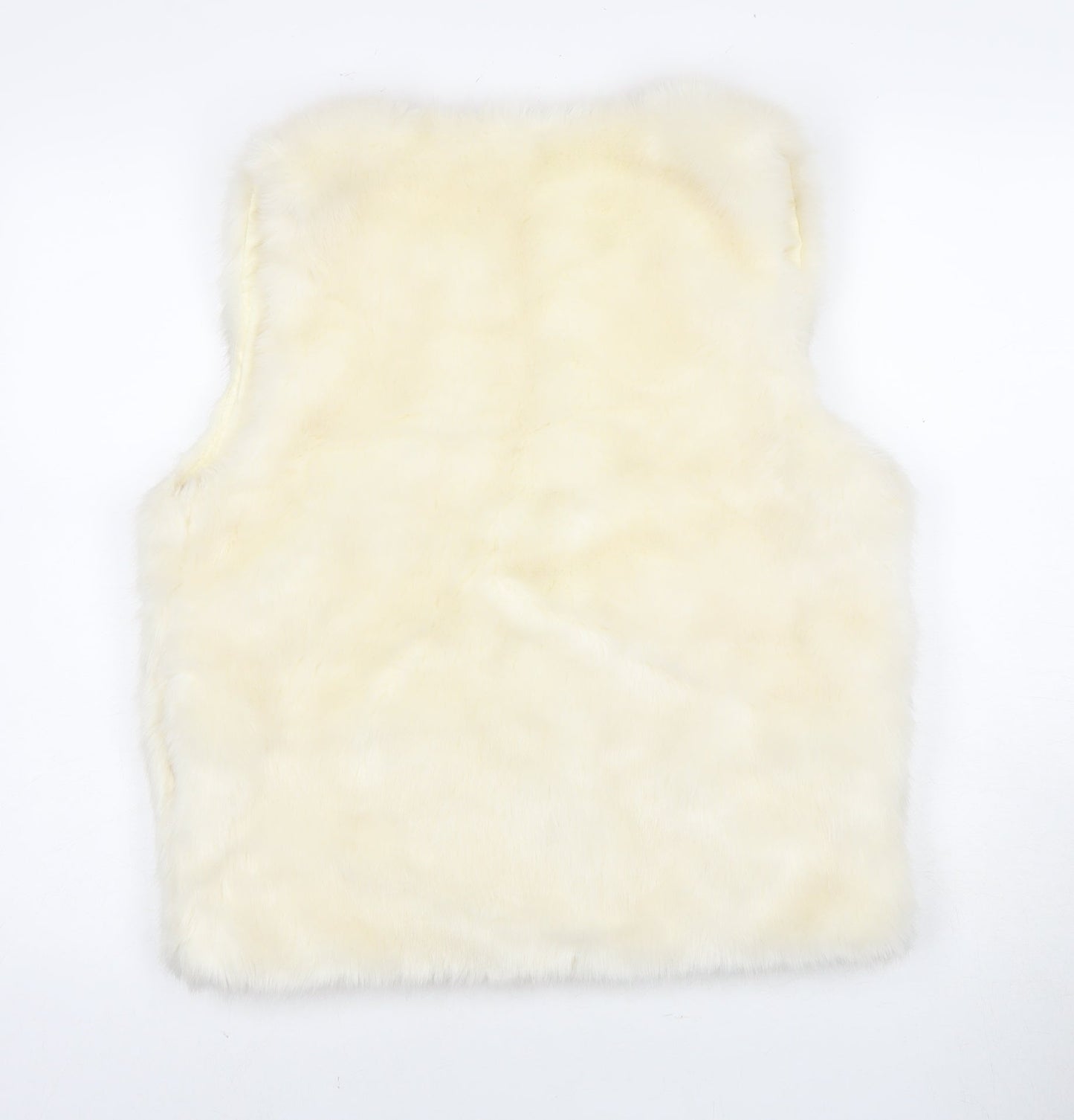 Topshop Ivory Faux Fur Waistcoat Size 12 Women