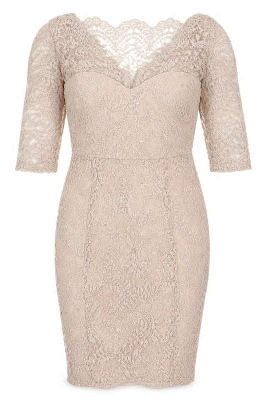 Next Women's Beige Lace Bodycon Midi Dress