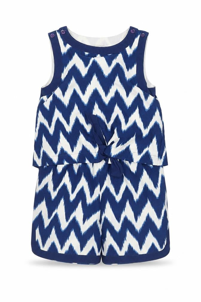 Next Girls Blue Chevron Playsuit, 4 Years, Sleeveless