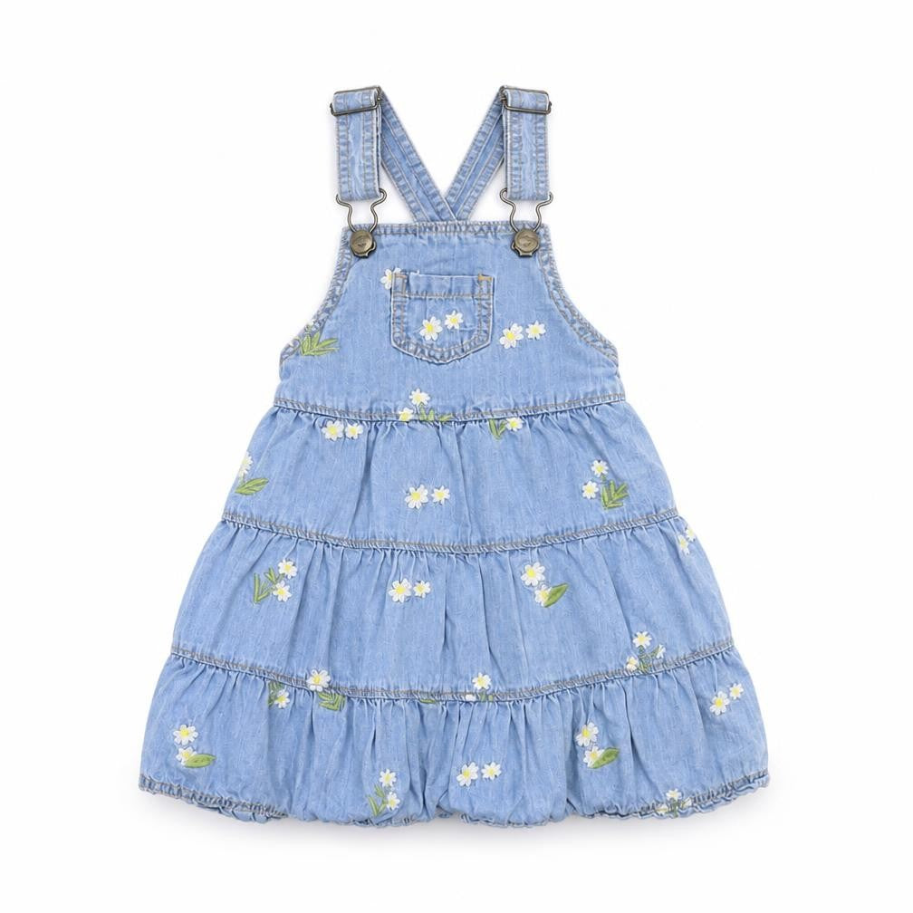 Mantaray Girls Blue Floral Pinafore Dress, 12-18 Months