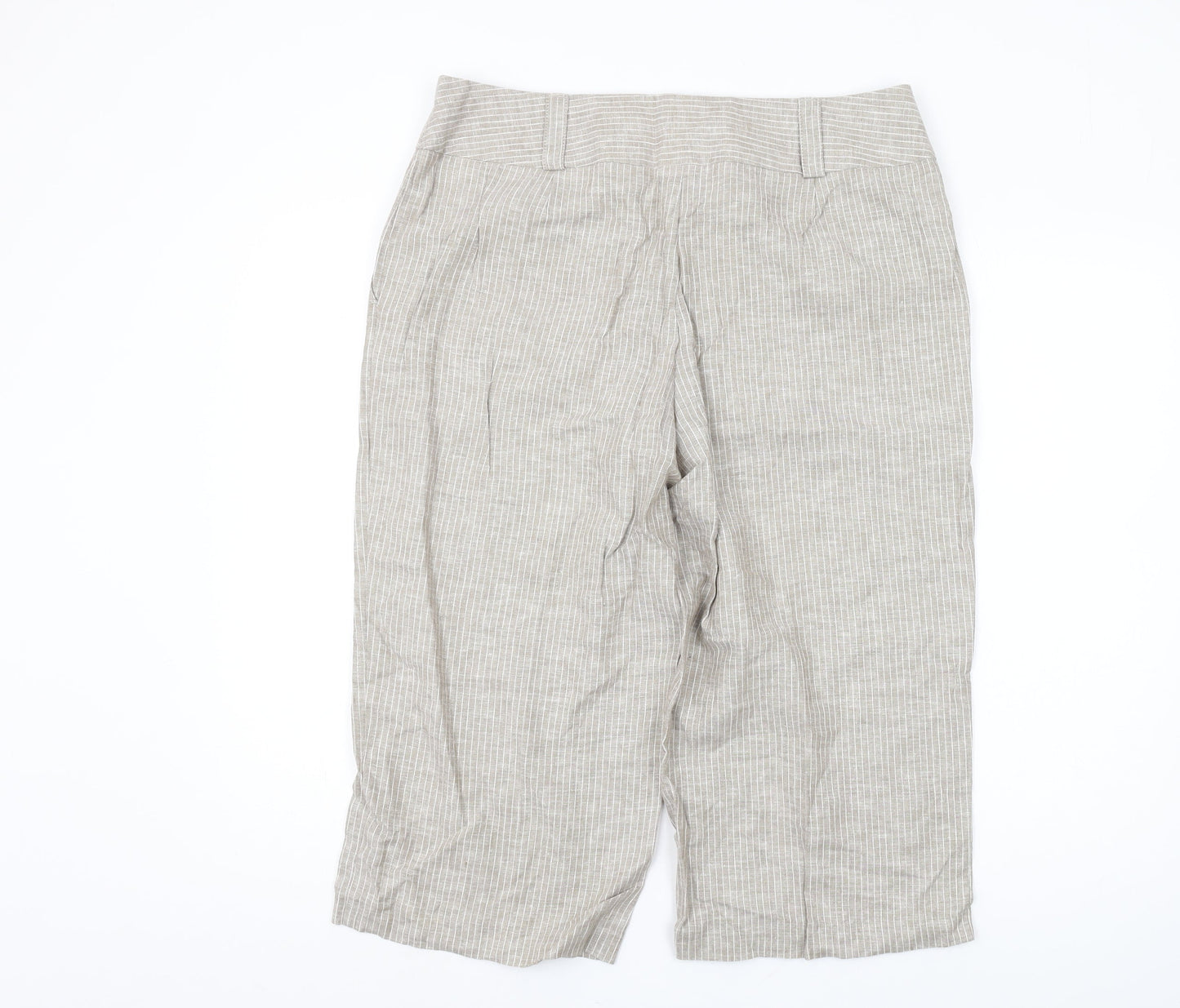 Marks and Spencer Women's Beige Striped Capri Trousers Size 16
