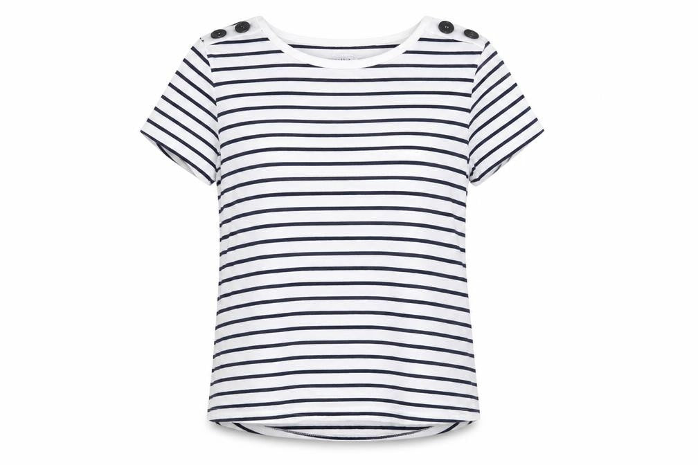 Warehouse Women's Striped T-Shirt, Size 12, Cotton