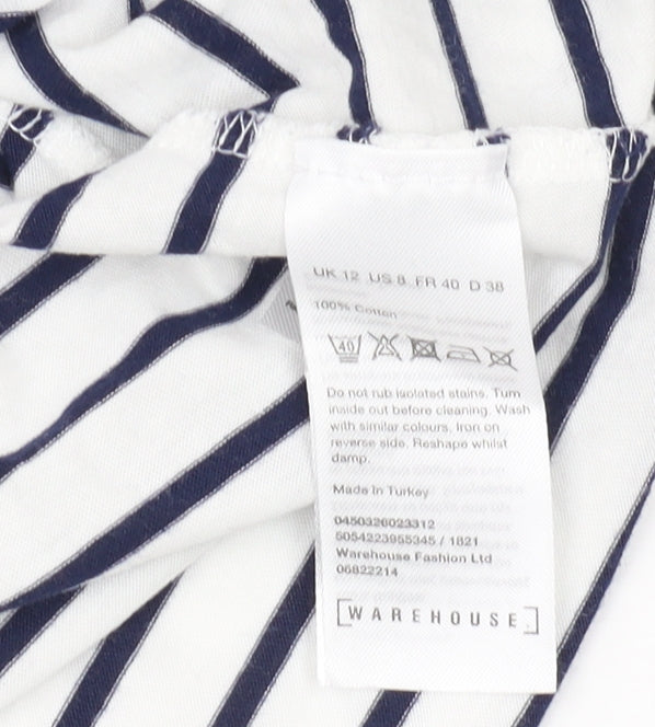 Warehouse Women's Striped T-Shirt, Size 12, Cotton