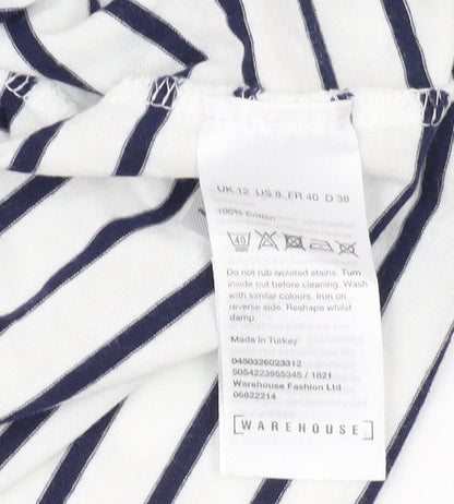 Warehouse Women's Striped T-Shirt, Size 12, Cotton