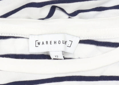 Warehouse Women's Striped T-Shirt, Size 12, Cotton