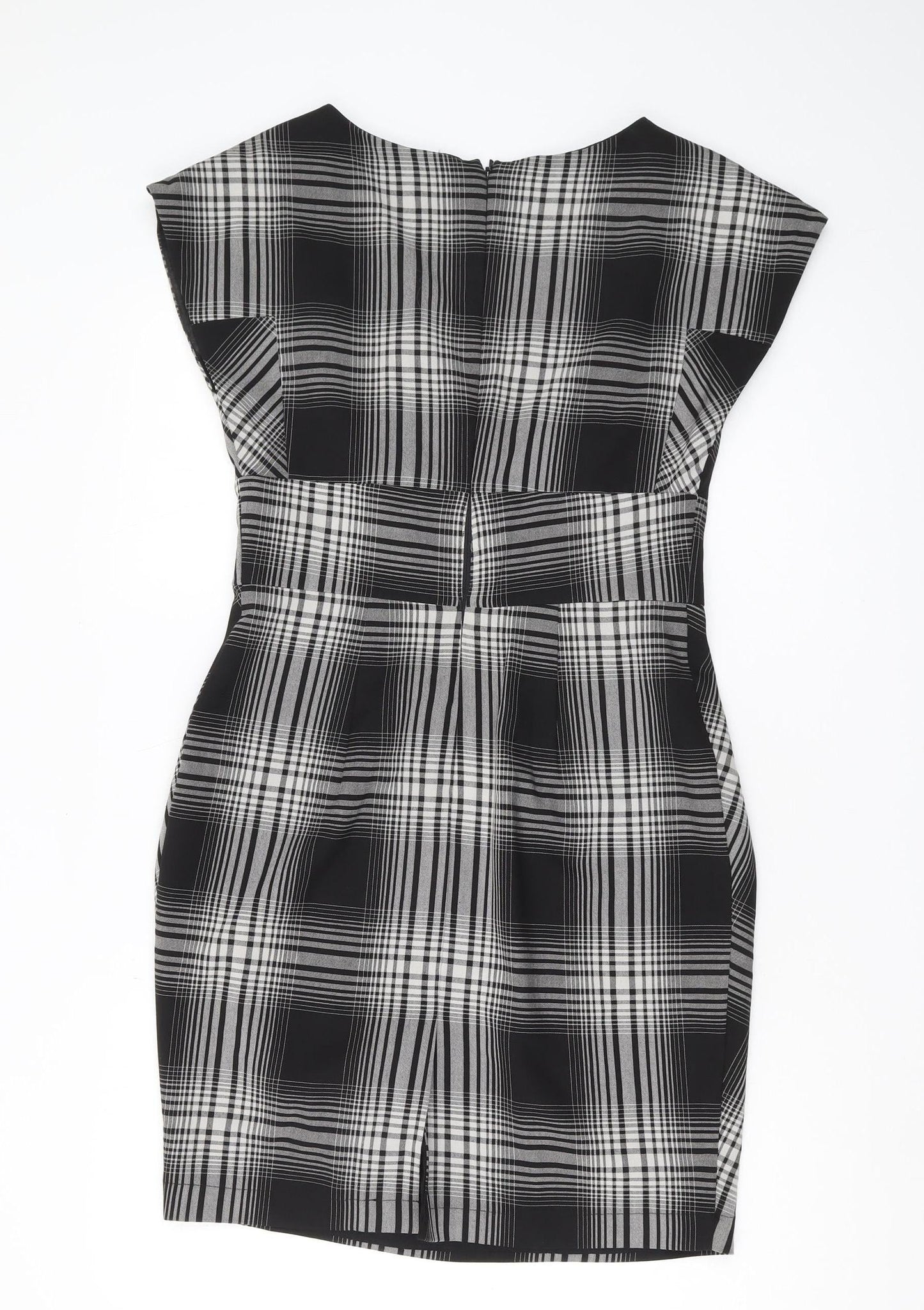 Warehouse Women's Black Check V-Neck Dress UK 12