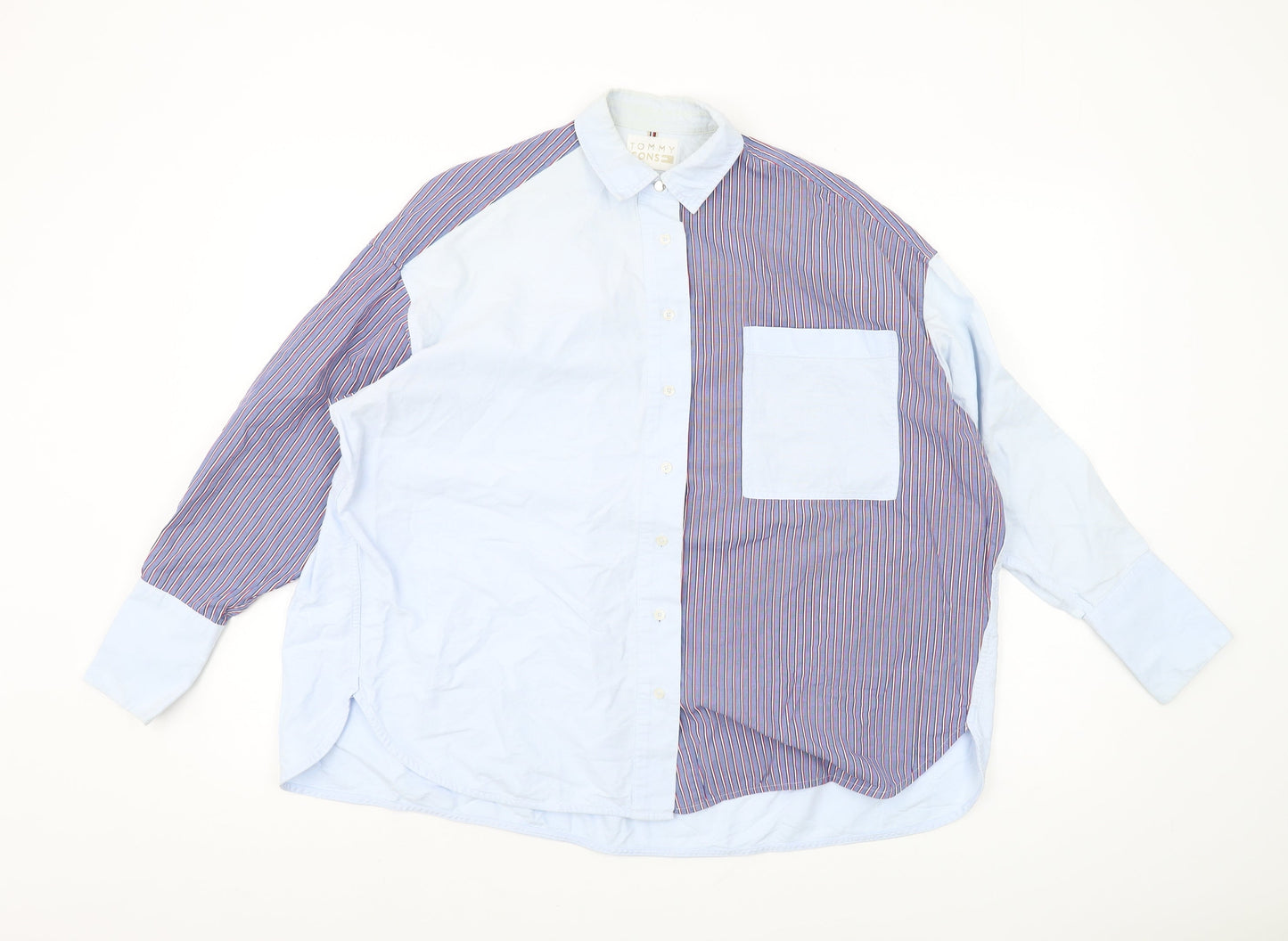 Tommy Icons Women's Blue Striped Button-Up Shirt S